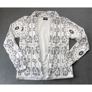 XXIII Bandana Print Open Cardigan Mens M White Black Streetwear Casual Relaxed
